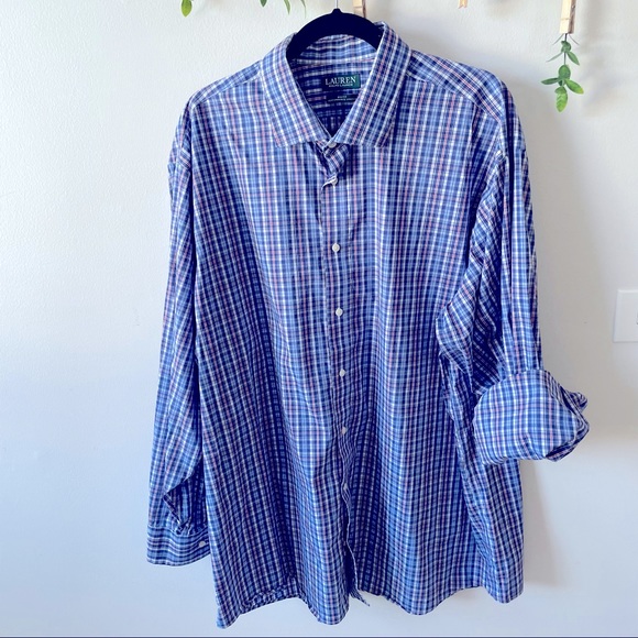 LAUREN Ralph Lauren Big Fit Performance Stretch Botton Down Shirt Size 18.5 - Picture 1 of 6